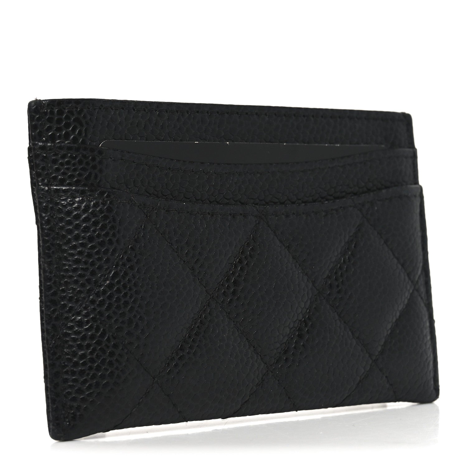 Caviar Quilted Card Holder Black