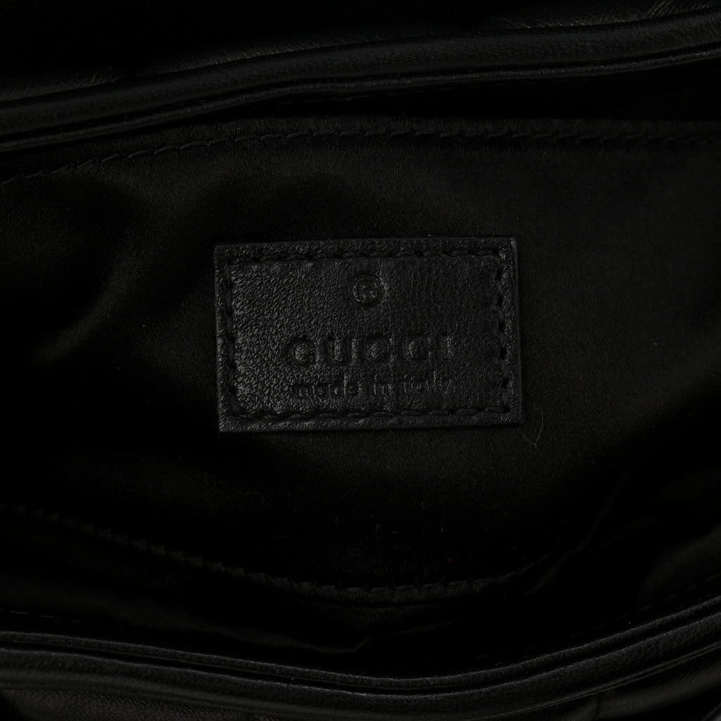 Gucci Nappa Vertical Matelasse Small Maxi Horsebit Chain Shoulder Bag Black