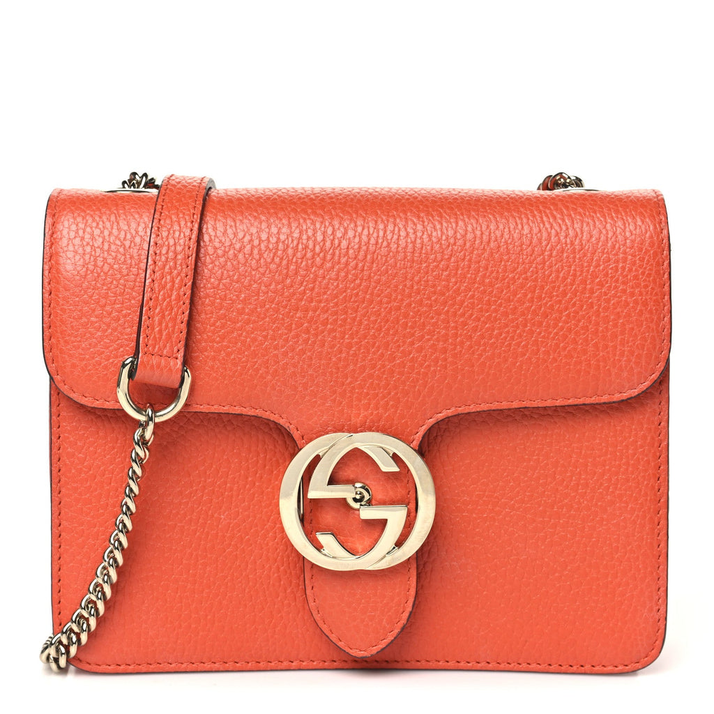 Gucci Dollar Calfskin Small Interlocking G Shoulder Bag Sun Orange