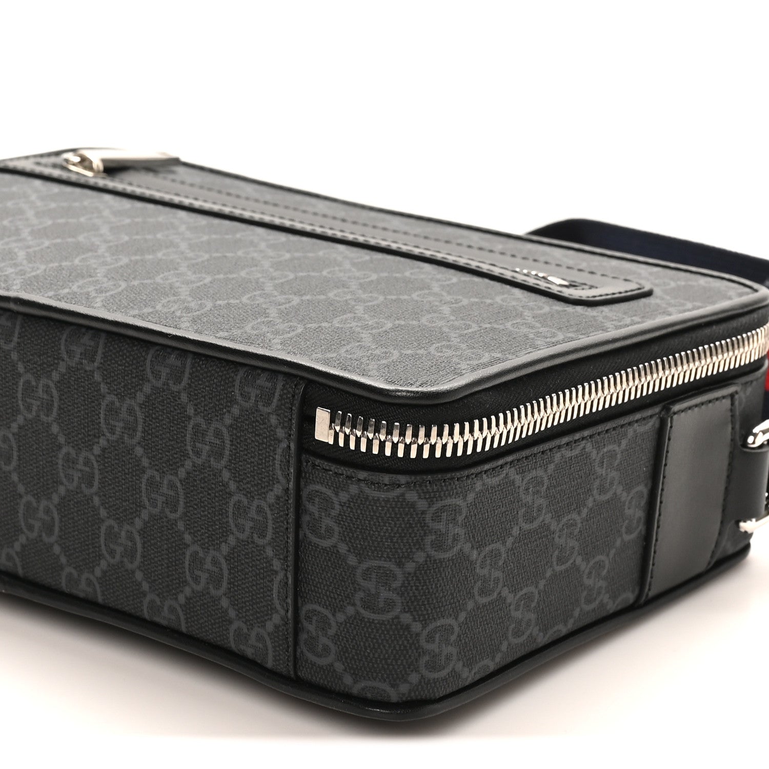 Gucci GG Supreme Monogram Web Small Shoulder Bag Black Grey