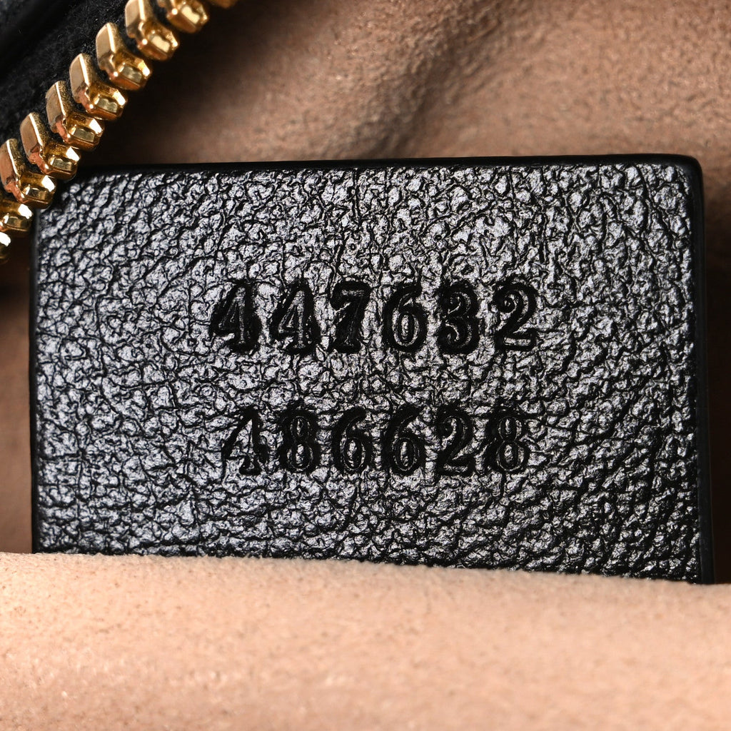 Gucci Monogram Matelasse Diagonal Small GG Marmont Chain Shoulder Bag Beige Black
