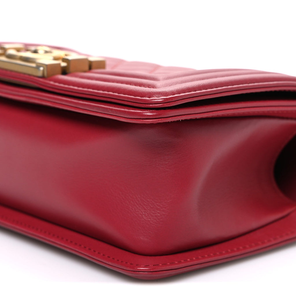 Chanel Lambskin Quilted Small Boy Flap Dark Red