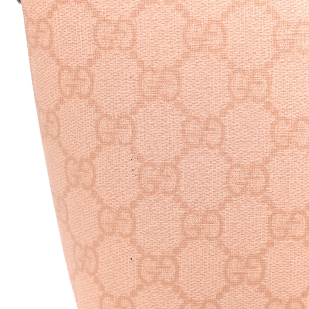 Gucci GG Supreme Monogram Textured Calfskin Web Super Mini Ophidia Shoulder Bag Pink