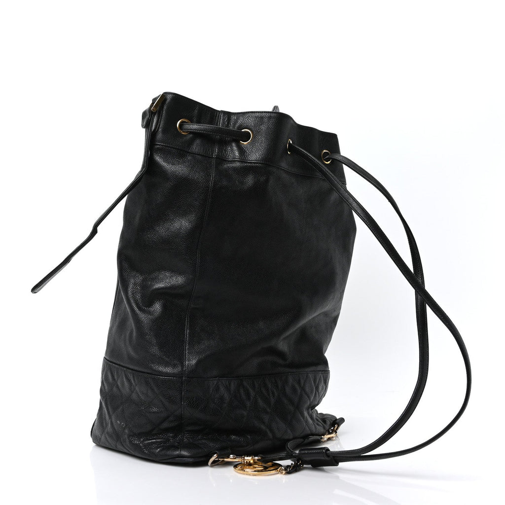 Chanel Caviar Quilted Drawstring Backpack Black