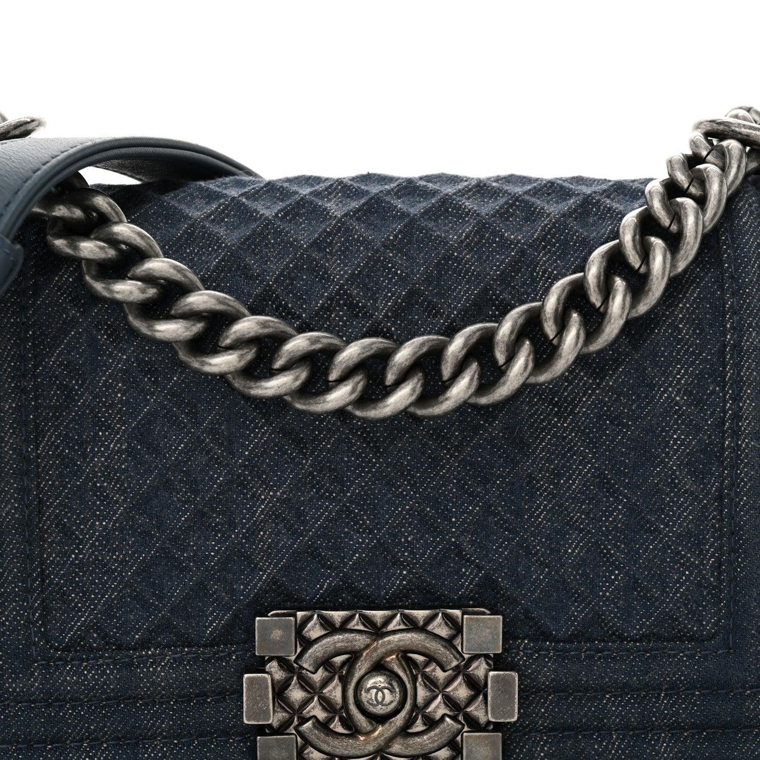 Chanel Denim Embossed Small Boy Flap Blue
