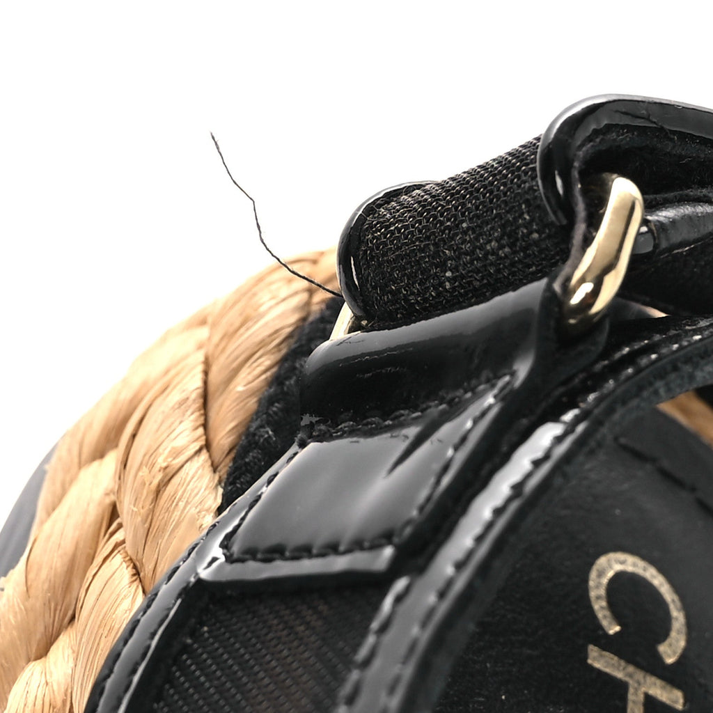 Mesh Patent Calfskin Velcro Dad Sandals 40 Black