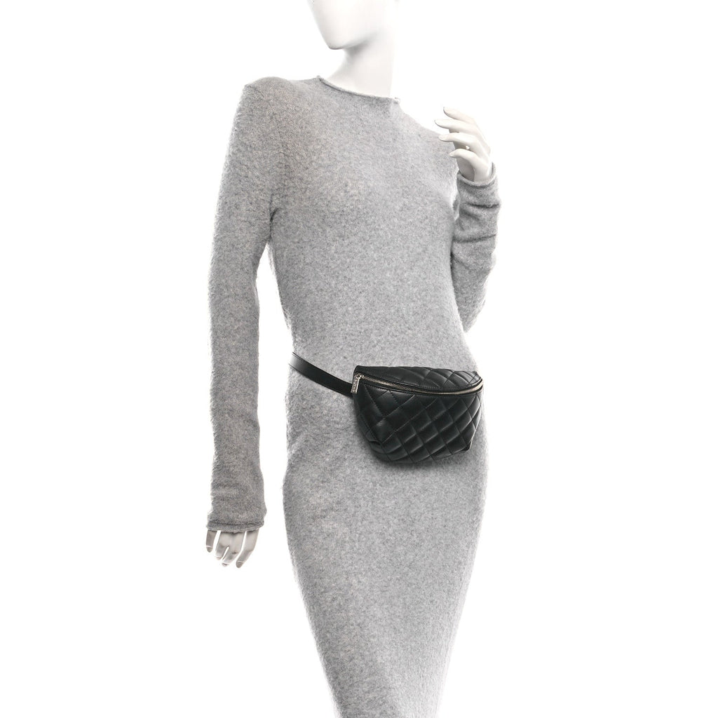Chanel Lambskin Quilted Waist Belt Bag Black