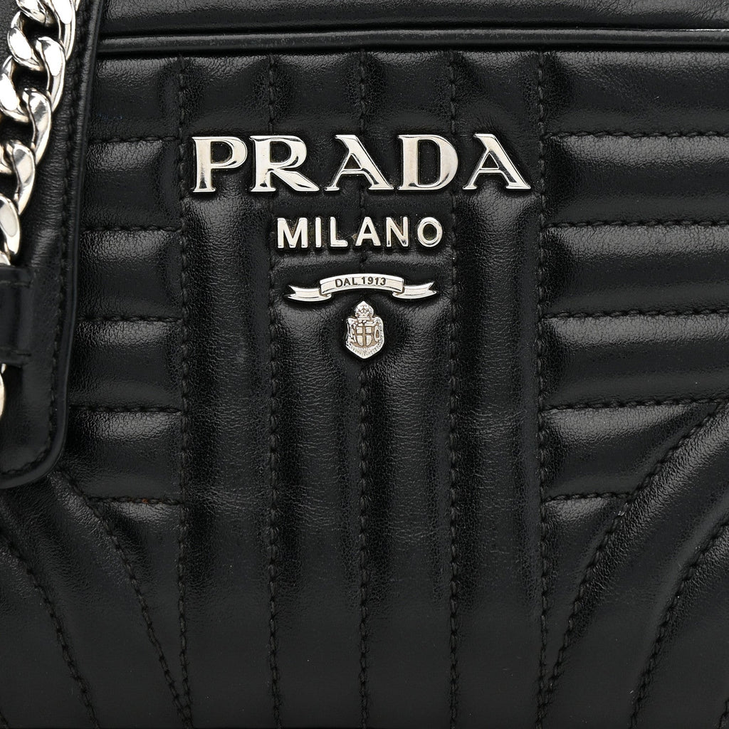 Prada Soft Calfskin Diagramme Camera Bag Black