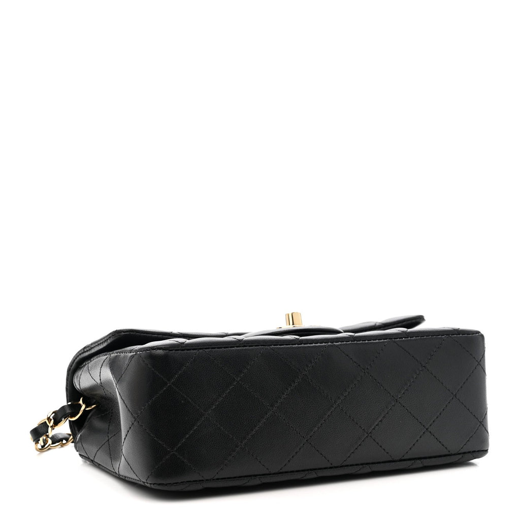Chanel Lambskin Quilted Mini Rectangular Flap Black