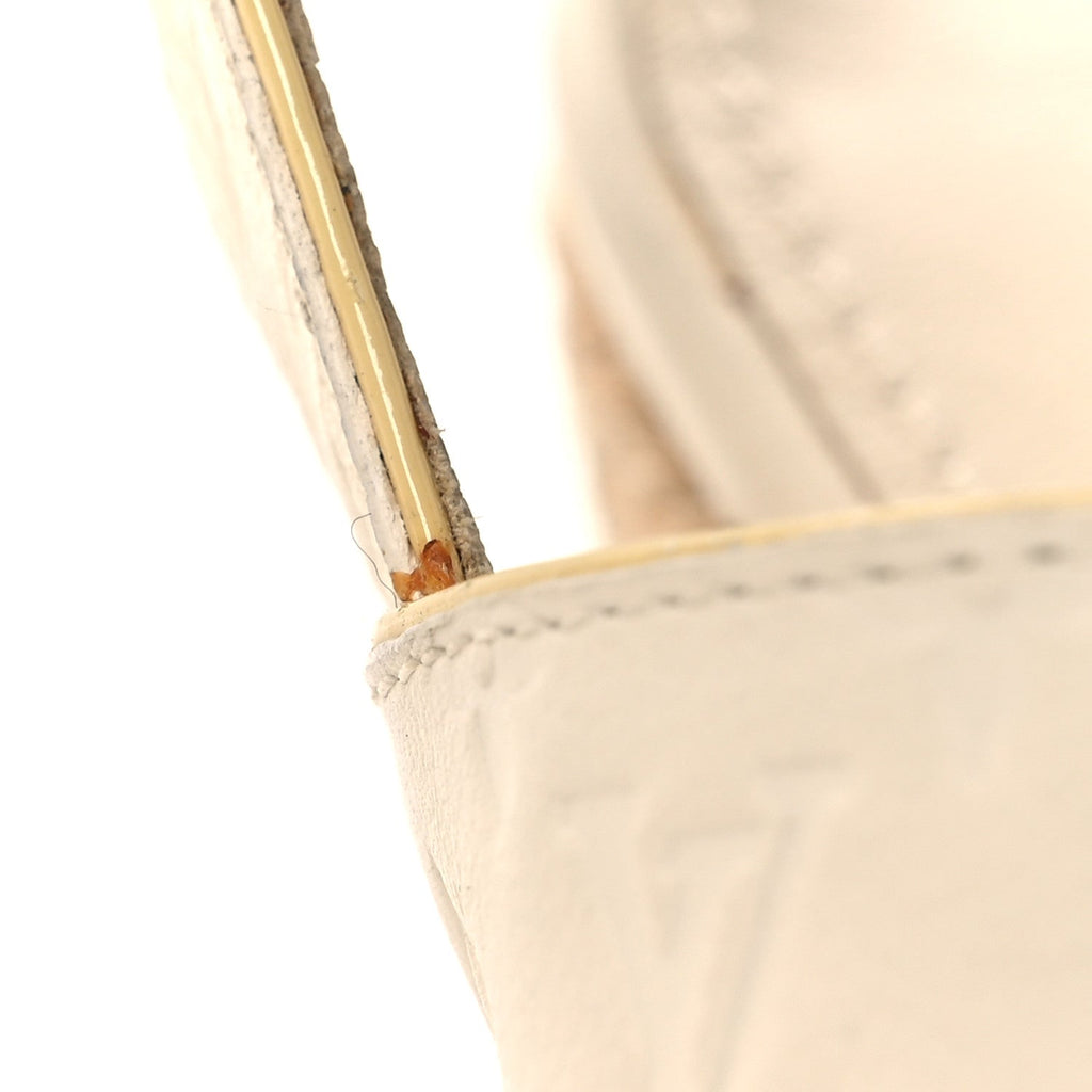 Louis Vuitton Calfskin Monogram Embossed Espadrille Wedge Sandals 36 White