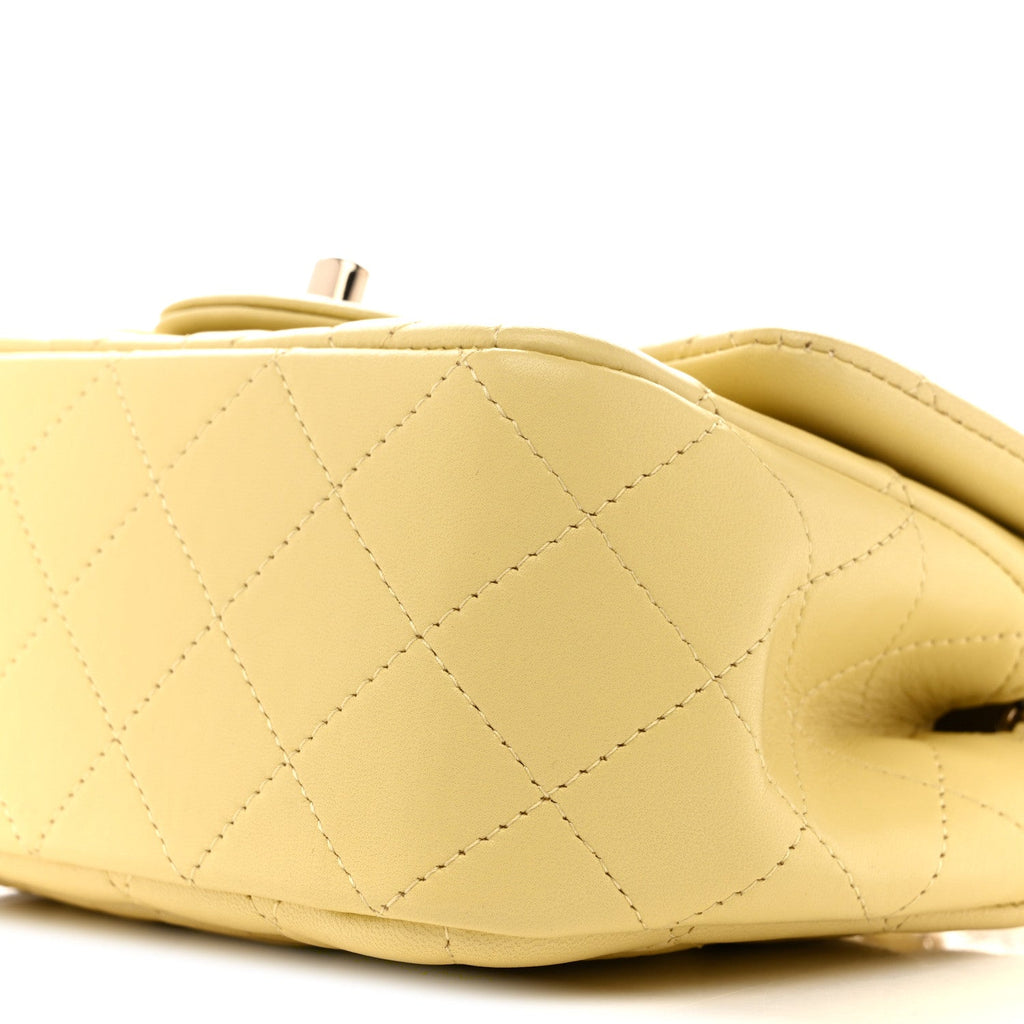 Chanel Lambskin Quilted Mini Square Flap Light Yellow