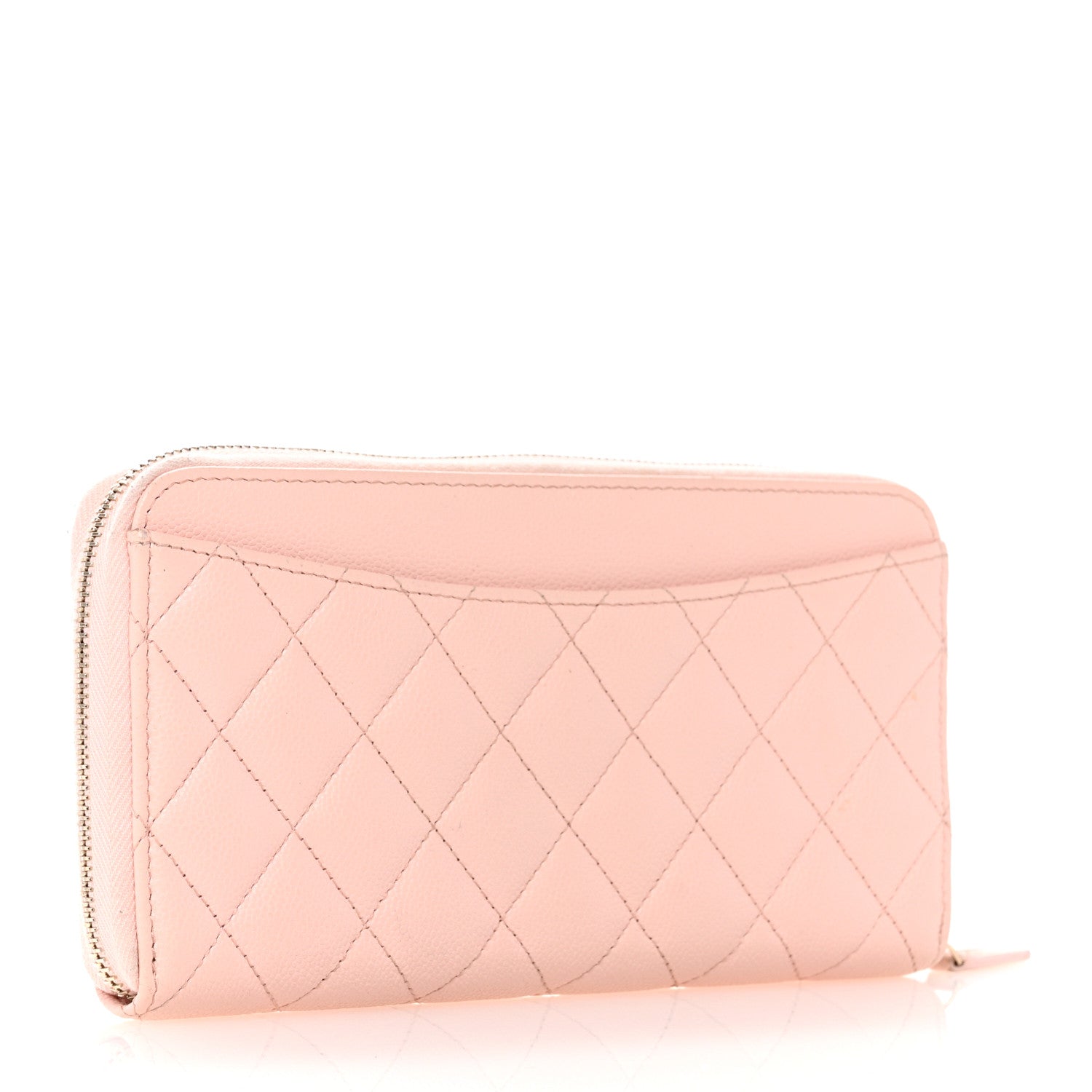Caviar Quilted Large Gusset Zip Around Wallet Light Pink