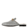 Gucci Glitter Womens Princetown Slippers 36 Silver