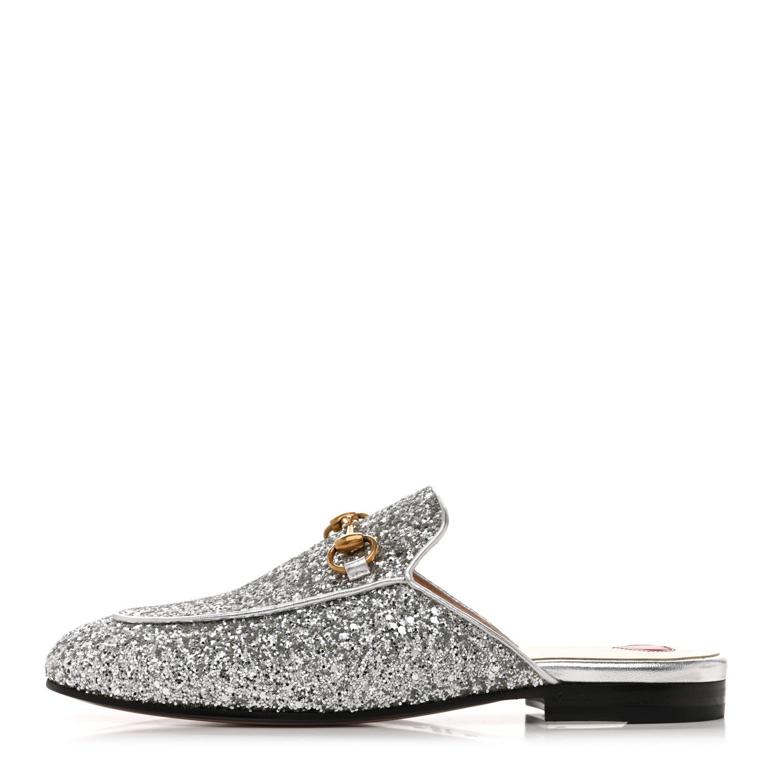 Gucci Glitter Womens Princetown Slippers 36 Silver