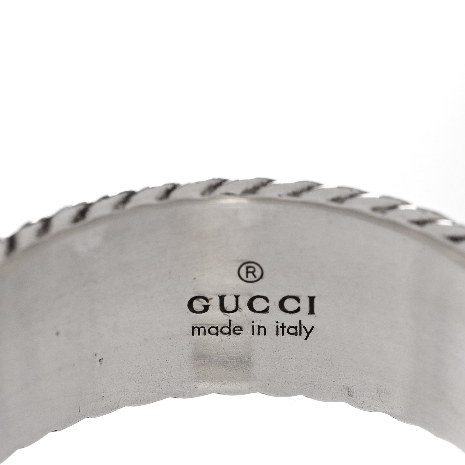 Gucci Sterling Silver Torchon GG Marmont Ring 62 10