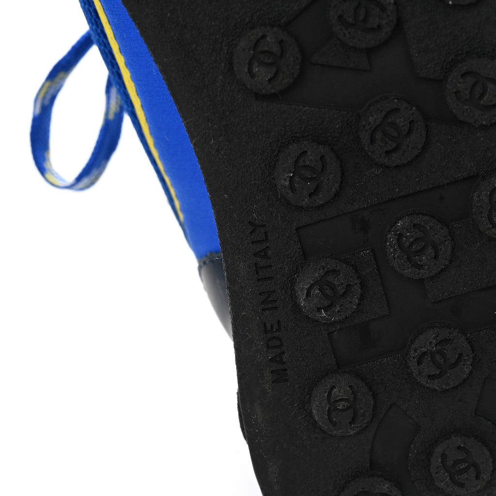 Calfskin Mesh Lycra Womens Logo Sneakers 38.5 Royal Blue