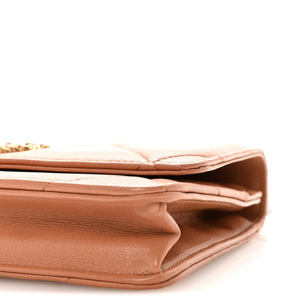 Chanel Lambskin Quilted Chanel 19 Wallet On Chain WOC Brown