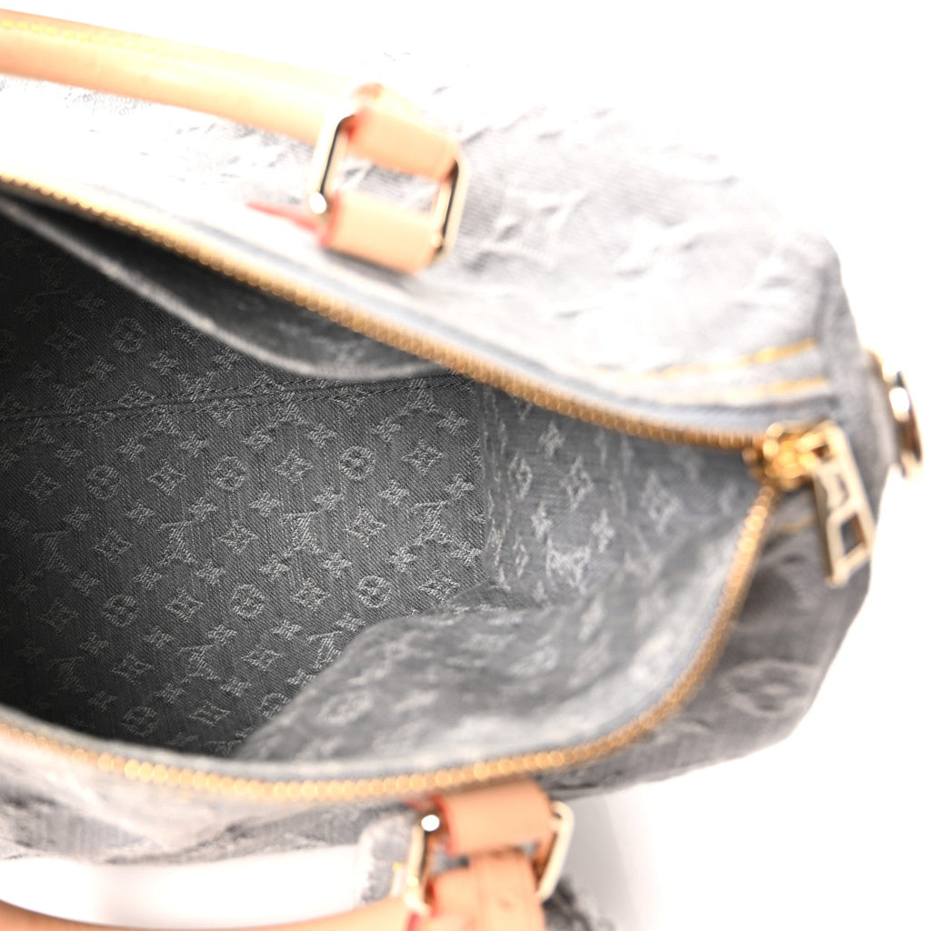 Louis Vuitton Monogram Denim Speedy Soft 30 Washed Gray