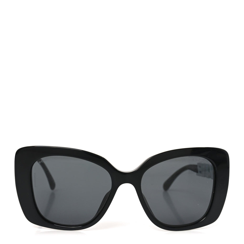 Acetate Strass Square Sunglasses 5422-B-A Black White