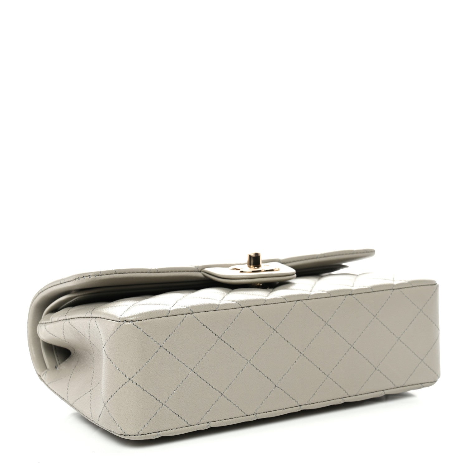 Chanel Lambskin Quilted Small Double Flap Grey