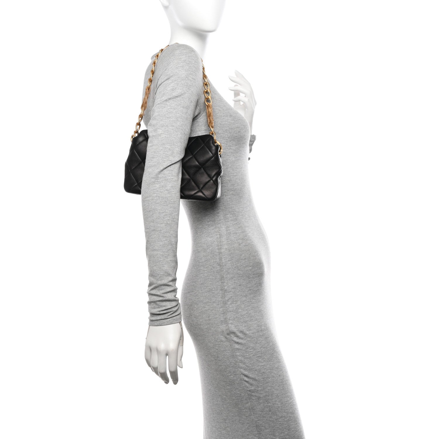 Chanel Lambskin Quilted Small CC Chain Hobo Black