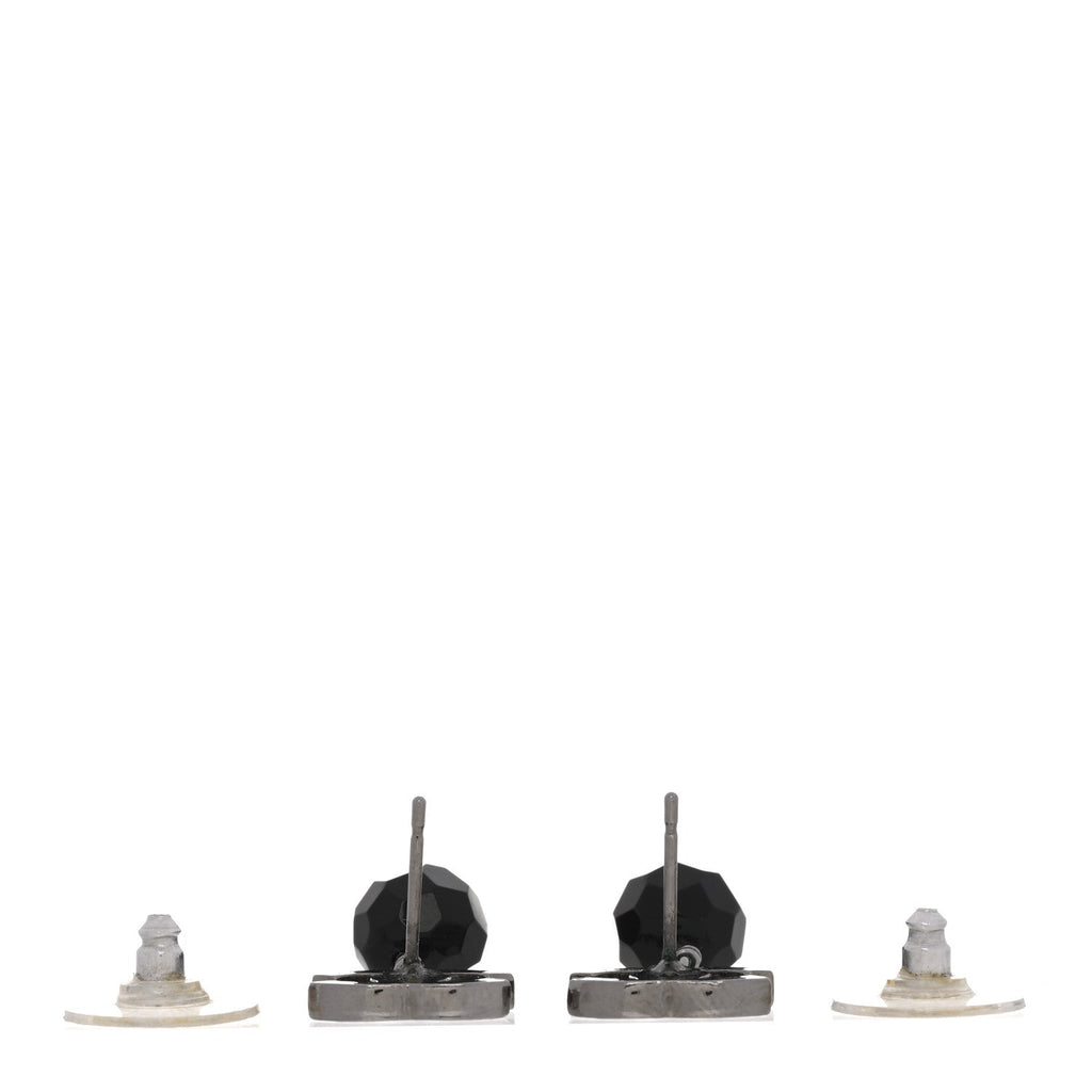 Beaded CC Drop Earrings Ruthenium Black