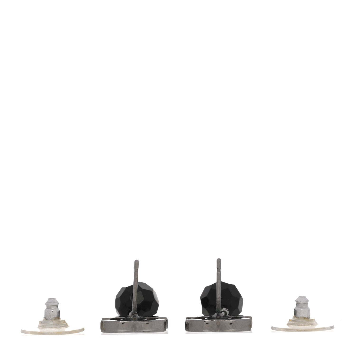 Beaded CC Drop Earrings Ruthenium Black