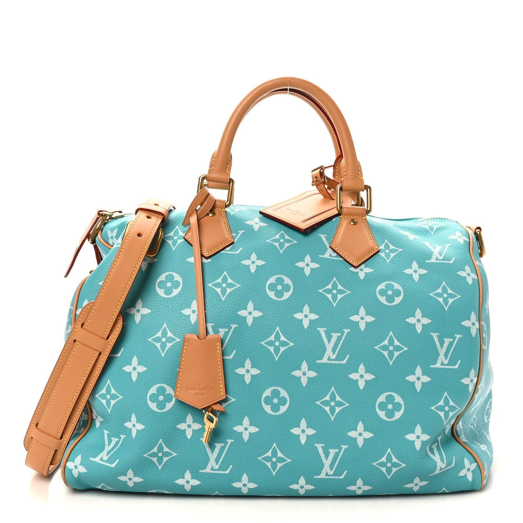 Louis Vuitton Calfskin Monogram Speedy P9 Bandouliere 40 Turquoise