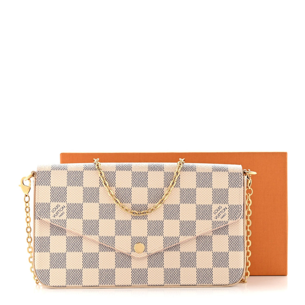 Louis Vuitton Damier Azur Pochette Felicie Chain Wallet Rose Ballerine