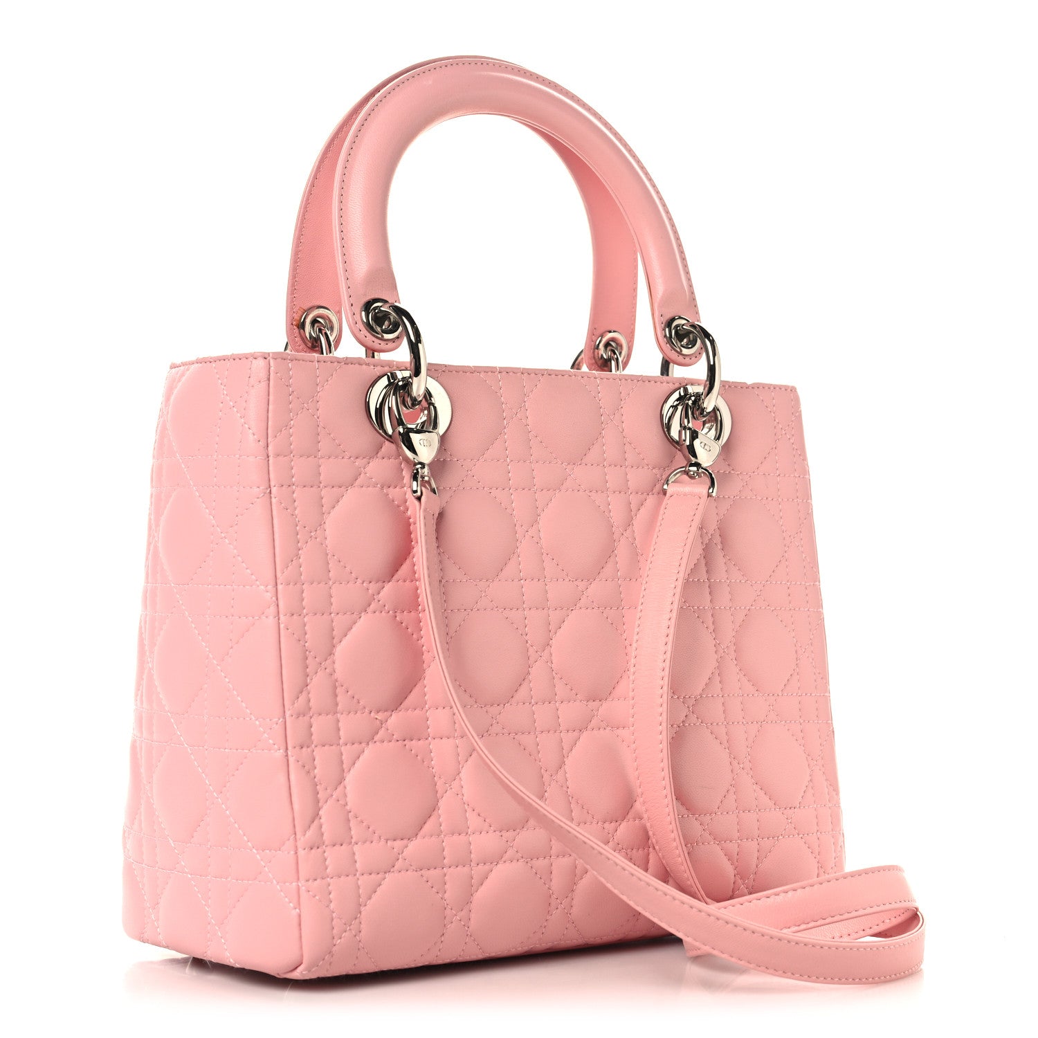 Christian Dior Lambskin Cannage Medium Lady Dior Light Pink