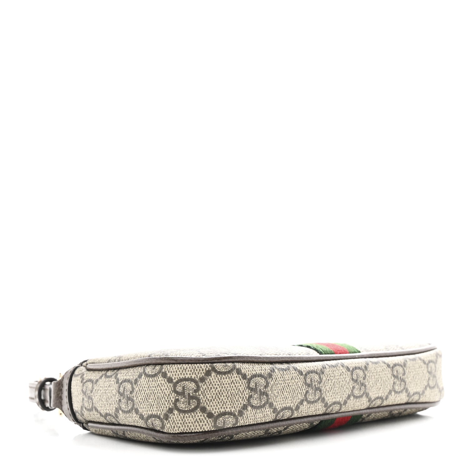 Gucci GG Supreme Monogram Textured Dollar Calfskin Web Mini Ophidia Shoulder Bag Beige Ebony New Acero