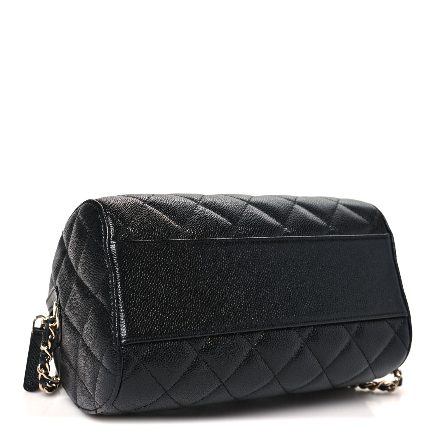 Chanel Caviar Quilted Barrel Clutch With Chain Black