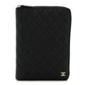 Caviar Quilted Zip Around Notebook Agenda Cover Black