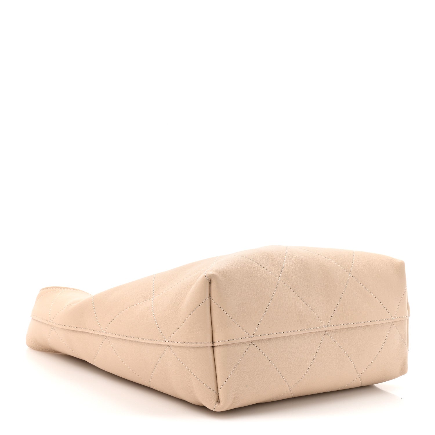 Chanel Shiny Lambskin Quilted Small Hobo Beige