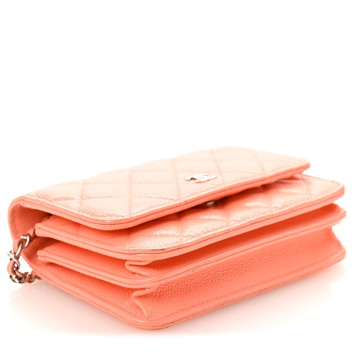 Chanel Caviar Quilted Mini Wallet On Chain WOC Coral