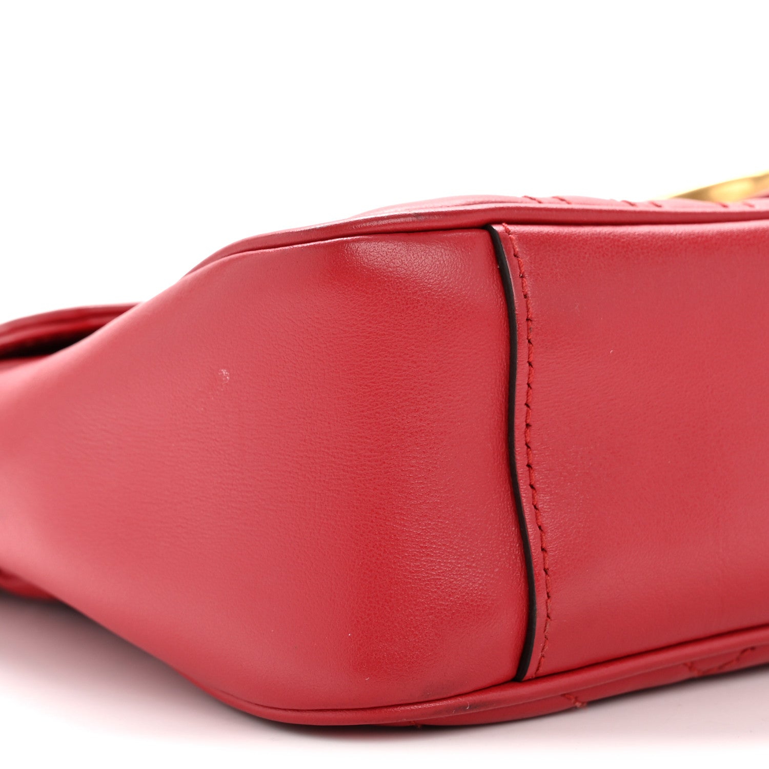 Gucci Calfskin Matelasse Small GG Marmont Shoulder Bag Hibiscus Red