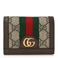 Gucci GG Supreme Monogram Web Ophidia Card Case Beige New Acero
