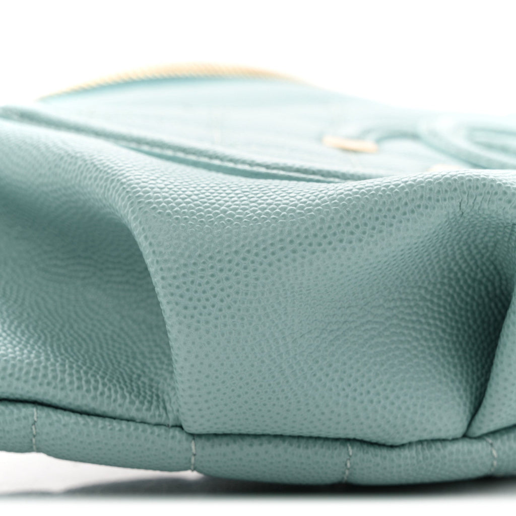 Chanel Caviar Quilted Filigree Waist Bag Light Blue