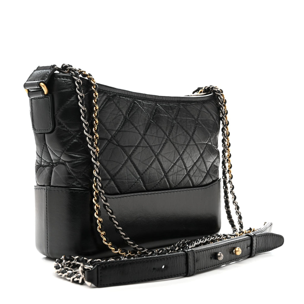 Chanel Aged Calfskin Quilted New Medium Gabrielle Hobo Black