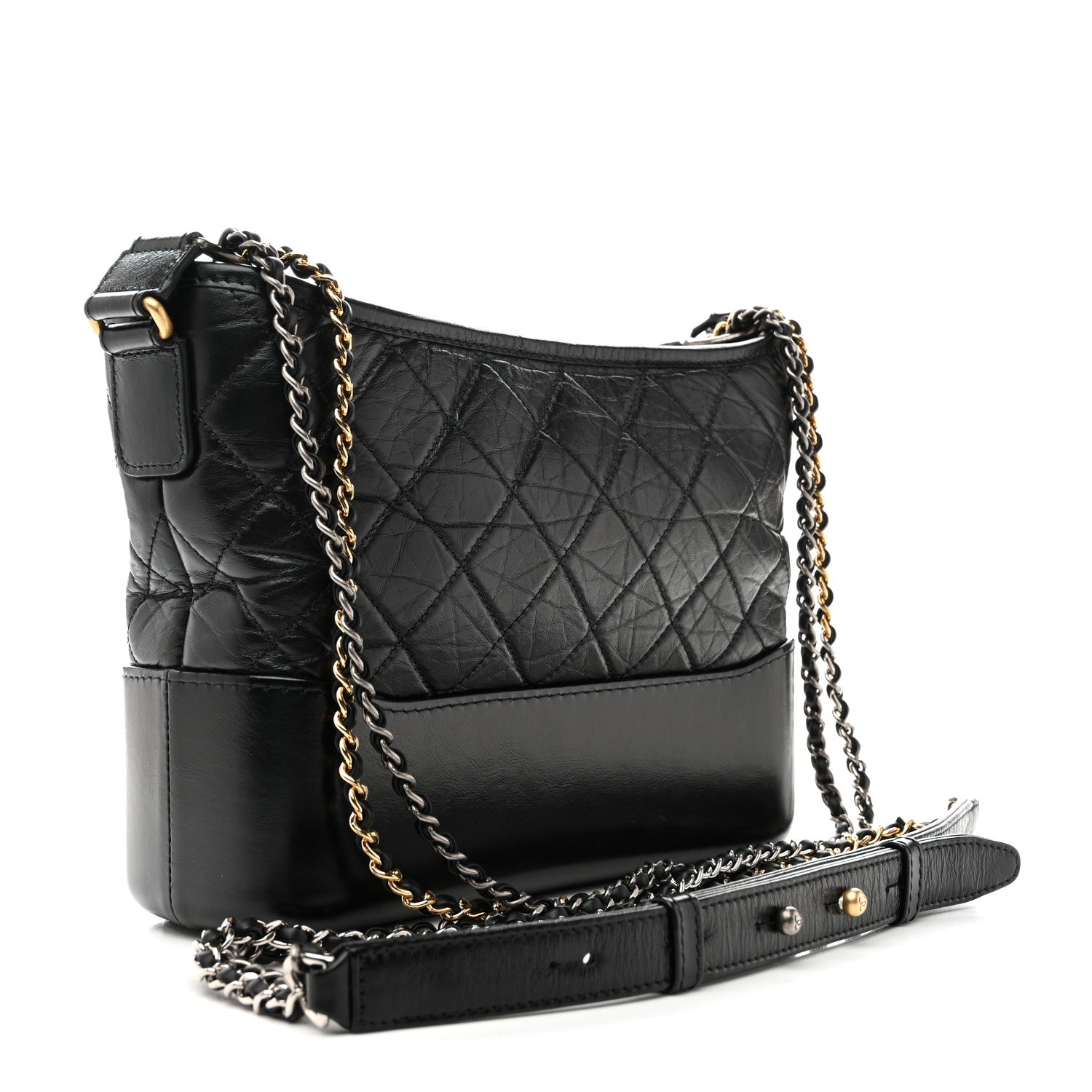 Chanel Aged Calfskin Quilted New Medium Gabrielle Hobo Black