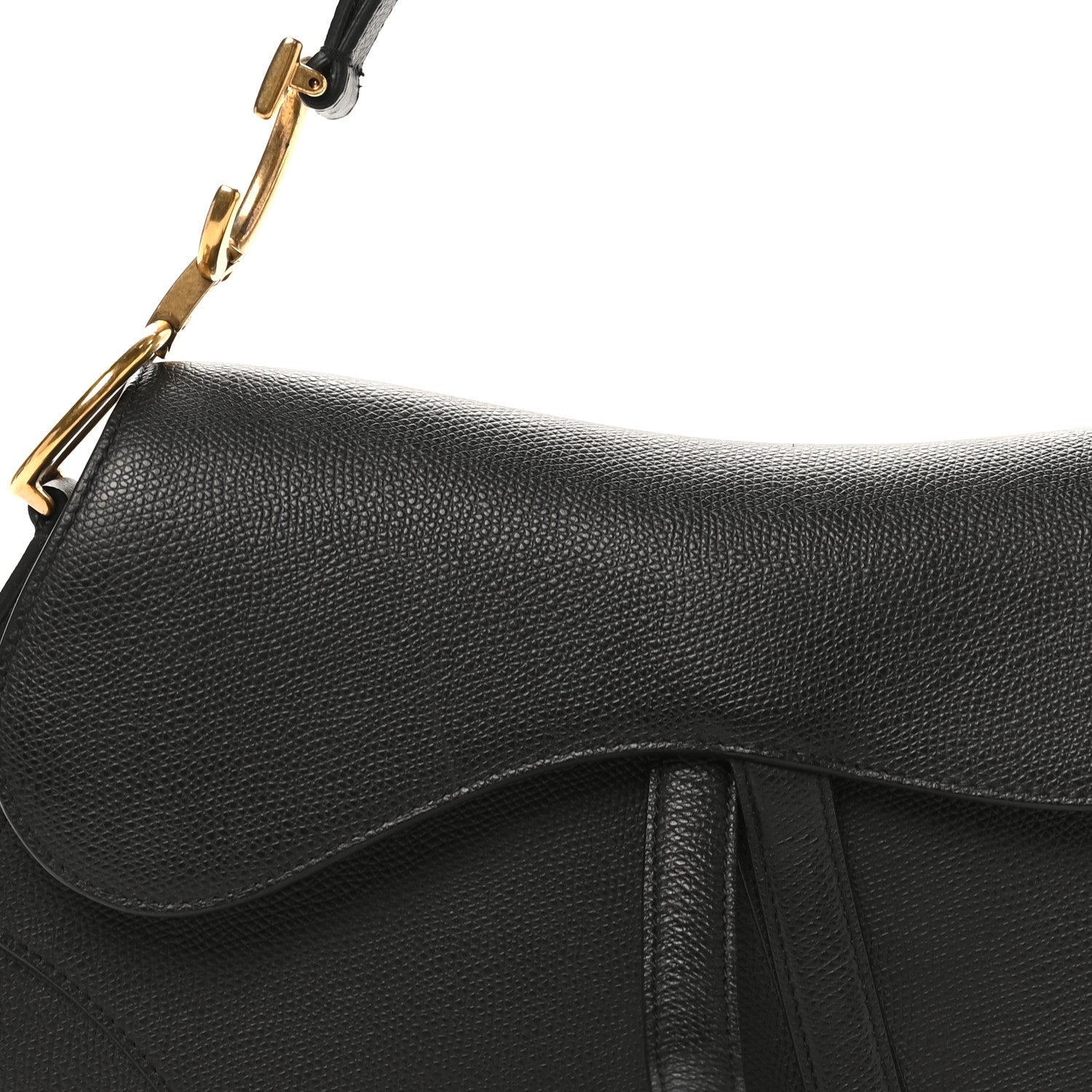 Christian Dior Grained Calfskin Saddle Bag Black