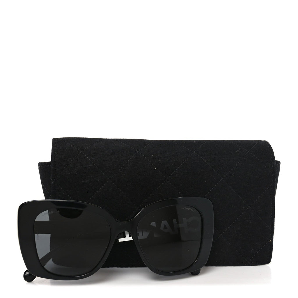 Acetate Strass Square Sunglasses 5422-B-A Black White