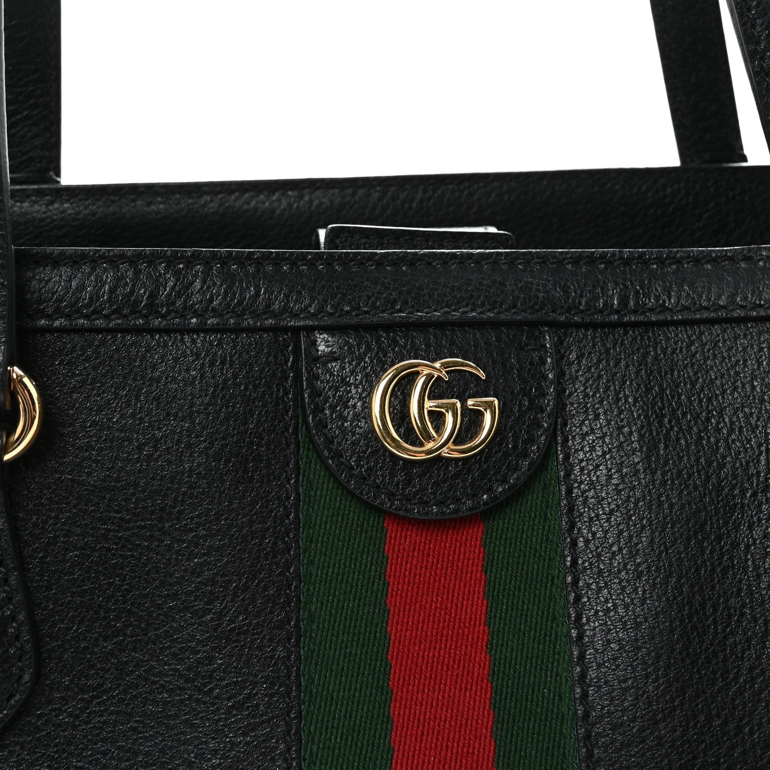 Gucci Textured Calfskin Web Medium Ophidia Shopping Tote Black