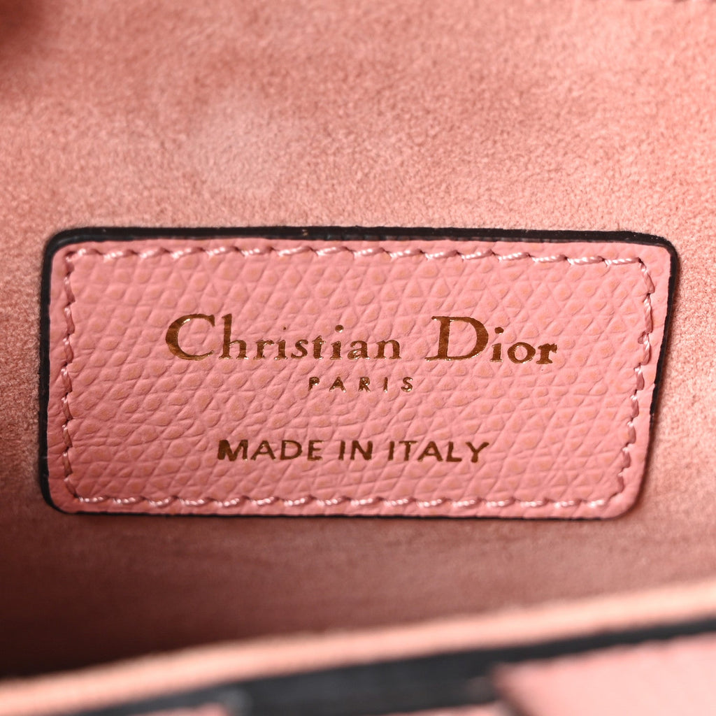 Christian Dior Grained Calfskin Mini Saddle Bag Pink