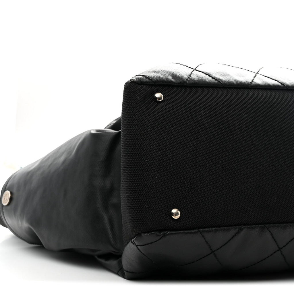 Chanel Coated Canvas Stitched XL Paris Biarritz Tote Black
