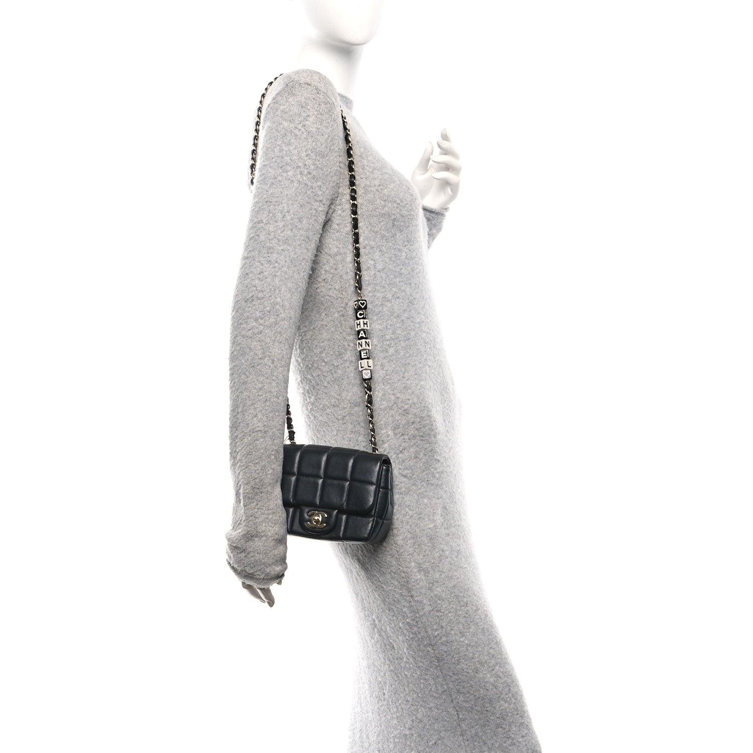 Chanel Lambskin Resin Crystal Square Quilted Mini Monacoco Flap Black
