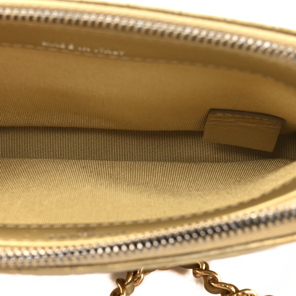 Chanel Metallic Calfskin Crocodile Embossed Small Gabrielle Clutch With Chain Gold