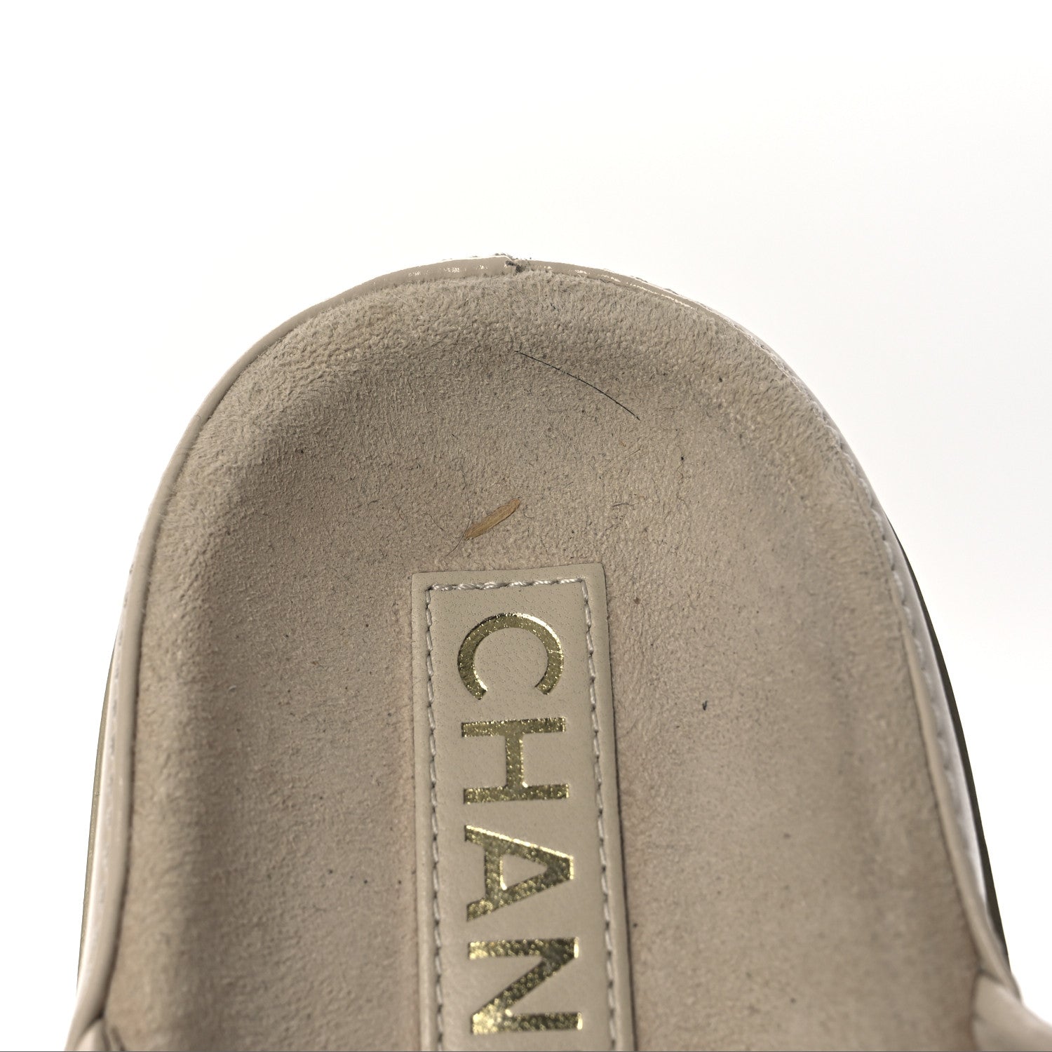 Chanel Shiny Calfskin Quilted Velcro Dad Crystal CC Slide Sandals 39 Beige