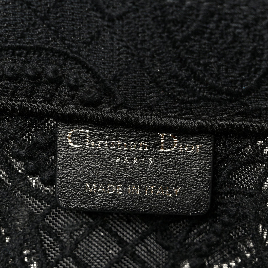 Christian Dior Embroidered 3D Macrame D-Lace Butterfly Medium Book Tote Black Multicolor