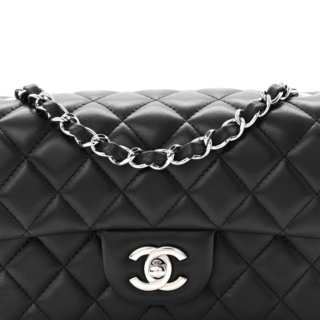 Chanel Lambskin Quilted Mini Rectangular Flap Black